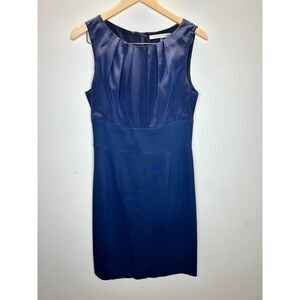 Trina Turk Women's R121134 Size 6 Blue Sheath Dress Sleeveless Boat Neck EUC